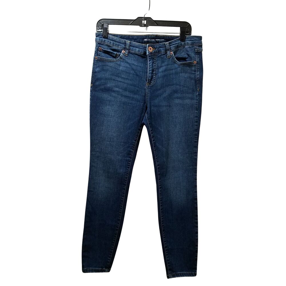 INC Denim Jeans Women’s 12 Petite Blue Madison Skinny Stretch 30x27